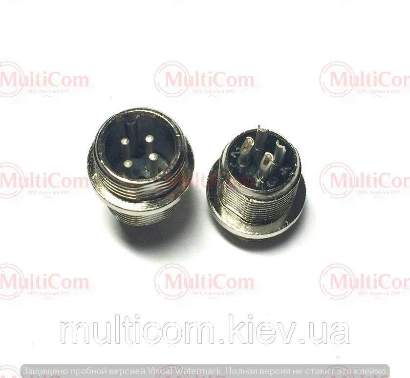 01-06-009. Штекер MIC 334 mini монтажний, 4pin, діам.-12мм