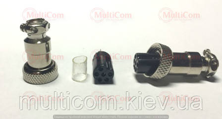 01-06-013. Гніздо MIC 326 mini під кабель, 6pin, діам.-12мм, фото 1