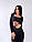 Облегающее платье черное с корсетной вставкой из сетки на талии (р. 42, 44) 66PL2165Е, фото 3