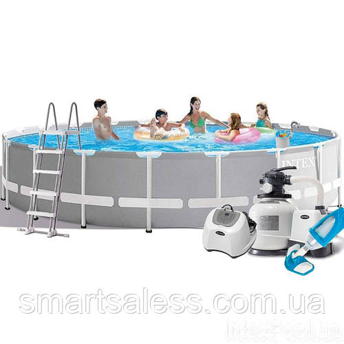 Каркасный бассейн Intex круглый, 610 х 132 см, насос, озонатор ...