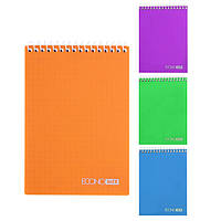 Блокнот Economix А6, верхня спіраль, пласт.обкл., клітинка, 80арк, асорті E20321