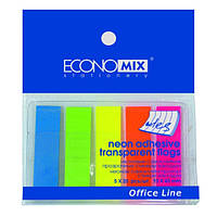 Закладки-стикеры пластиковые EconoMix 5х25 шт неон микс Е20945