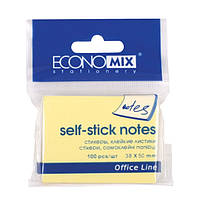 Папір для нотаток з липким шаром EconoMix 38х50 мм 100 аркушів жовтий E20930