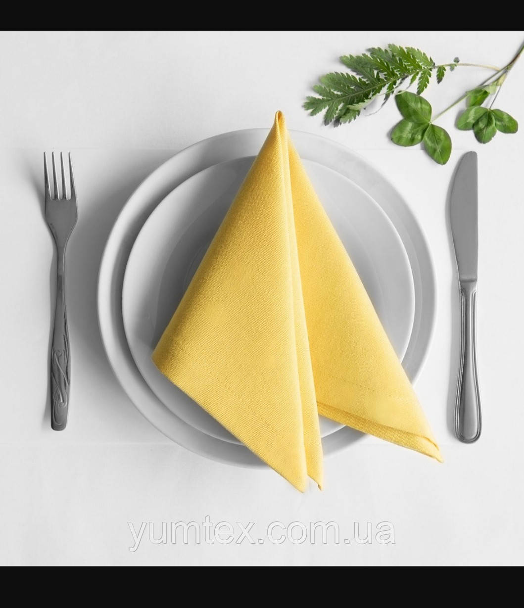 Серветки на стіл комплект 4 шт 40*40 см тефлонове водовідштовхувальне просочення колір жовтий, фото 1