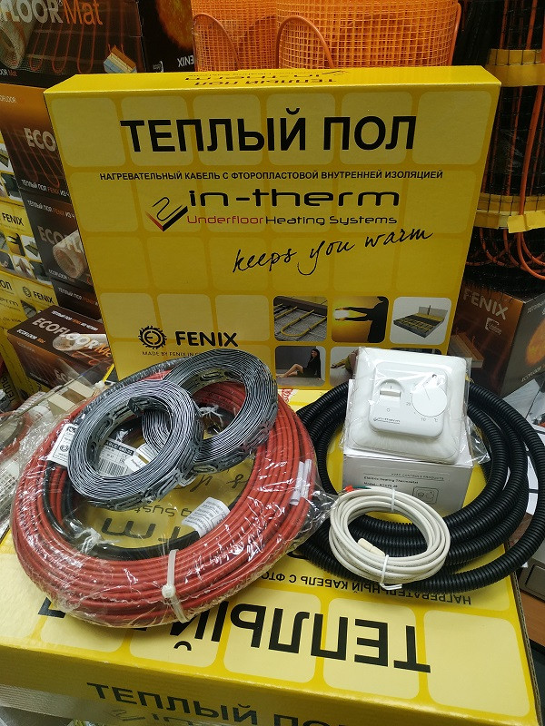 Тепла підлога 3.4 м. кв FENIX In-Therm ECO нагрівальний кабель 27м з термостатом