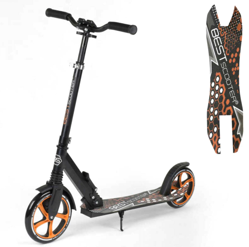 Самокат двоколісний Best Scooter, оранжевий з амортизатором