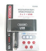 Разветвитель прикуривателя 3-1 + USB с подсветкой Car Life / CS-302