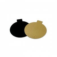 Підкладка золото/чорна картонна кругла під тістечка круглі діаметр 9 см.