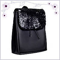 Женский рюкзак из искусственной кожи черный с пайетками,качественный повседневный рюкзак-сумка для девочек