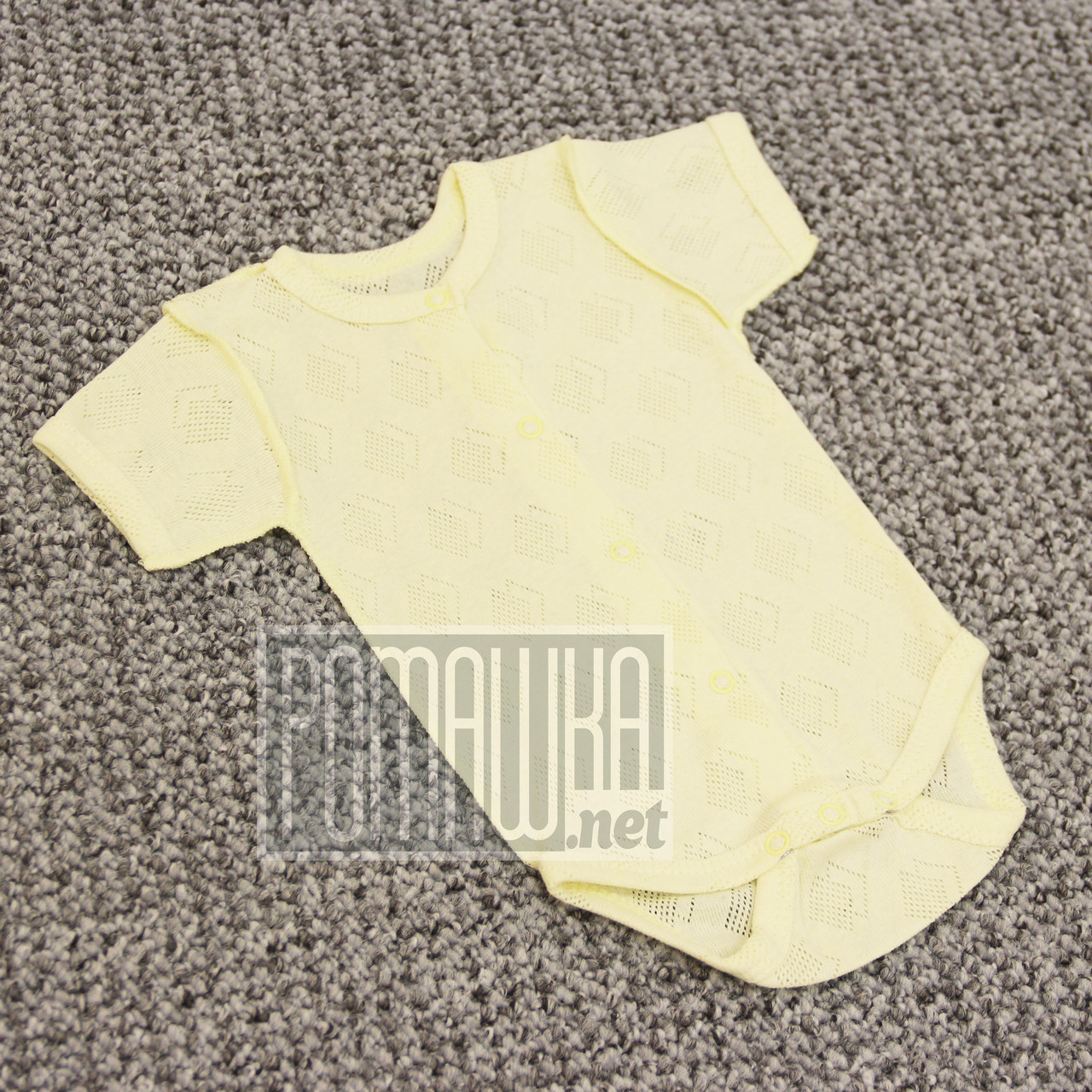Літній з дірочками р 62 1-3 міс боді футболка короткий рукав для новонароджених шви назовні АЖУР 4753 Жовтий