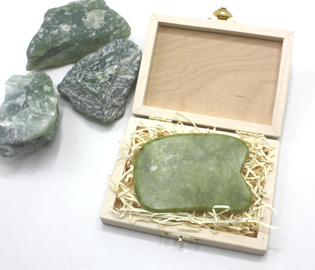 Скребок Гуаша нефрит жад в подарунковій упаковці, фото 1