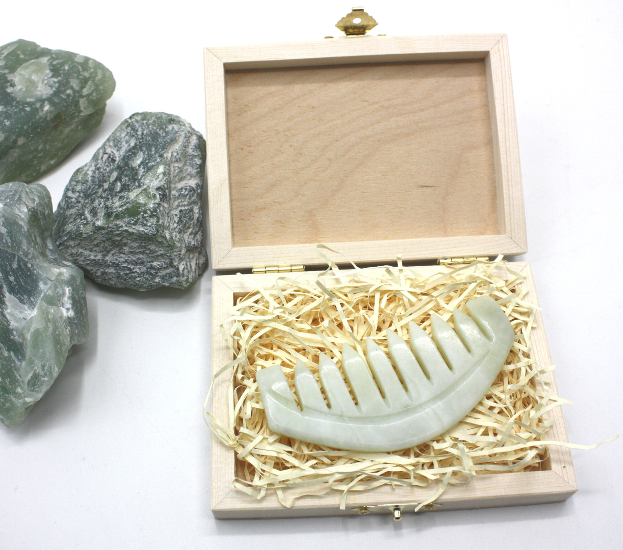 Масажер гуаша нефрит гребінь в подарунковій упаковці., фото 1
