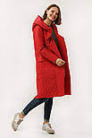 Довга жіноча куртка демісезонна Finn Flare A19-12097-300 червона S, фото 4