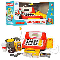 Кассовый аппарат детский 7016-1 UA, калькулятор, звук(укр), свет, сканер, продукты