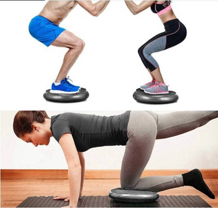 Балансувальна-масажна подушка-диск для йоги фітнесу та пілатесу (сіра), фото 1