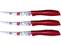 Ножі кухонні металокераміка кольорові леза із зубчиками 3шт/20см/10см