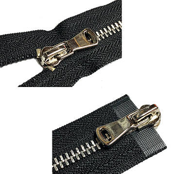 Блискавка металевий Нікель 90см полірований Y-зуб Тип5 центральна з двома бігунками, фото 2