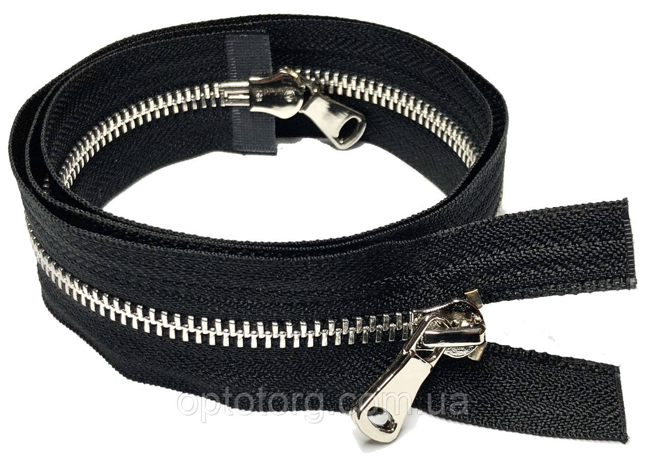 Блискавка металевий Нікель 90см полірований Y-зуб Тип5 центральна з двома бігунками