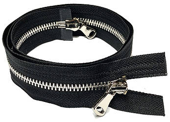 Блискавка металевий Нікель 90см полірований Y-зуб Тип5 центральна з двома бігунками, фото 1