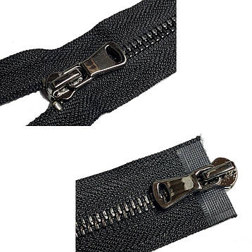 Блискавка металева Темний нікель 75см полірований Y-зуб Тип5 центральна з двома бігунками, фото 2