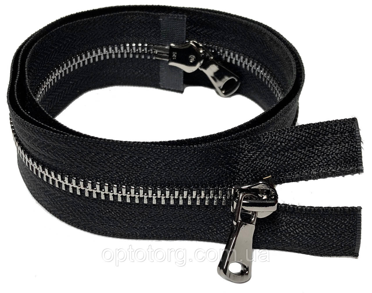 Блискавка металева Темний нікель 75см полірований Y-зуб Тип5 центральна з двома бігунками