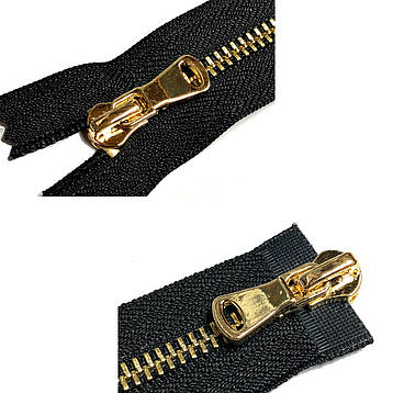 Блискавка металева Золото 70см полірований Y-зуб Тип5 центральна з двома бігунками, фото 2