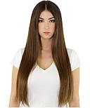 Волосся на шпильках 50 см 160 грамів. Колір #06 Каштановий, фото 3