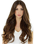 Волосся на шпильках 50 см 160 грамів. Колір #06 Каштановий, фото 4