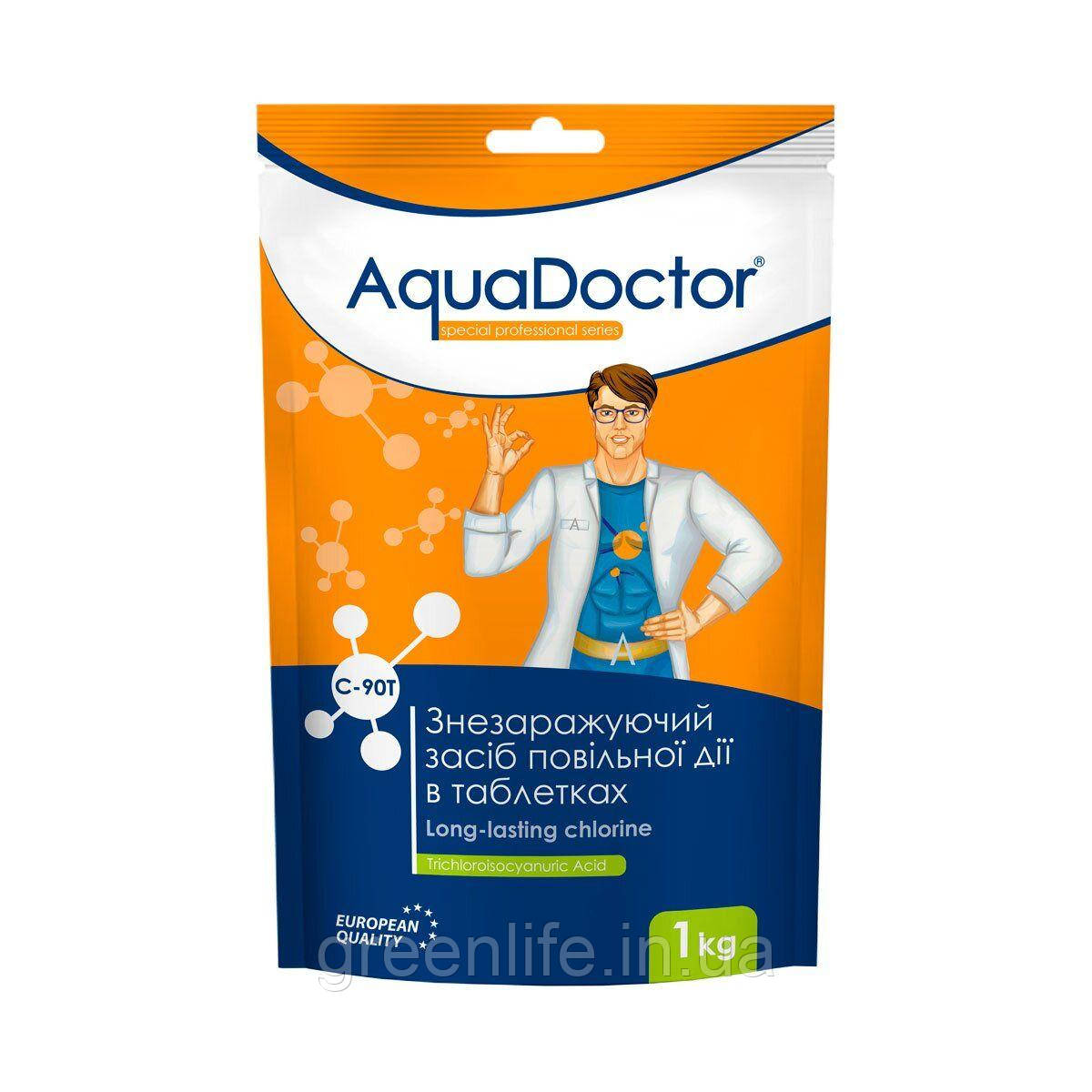 Тривалий хлор у таблетках Aquadoctor C90T (1 кг), Аквадоктор, у таблетках, 1 кг, фото 1