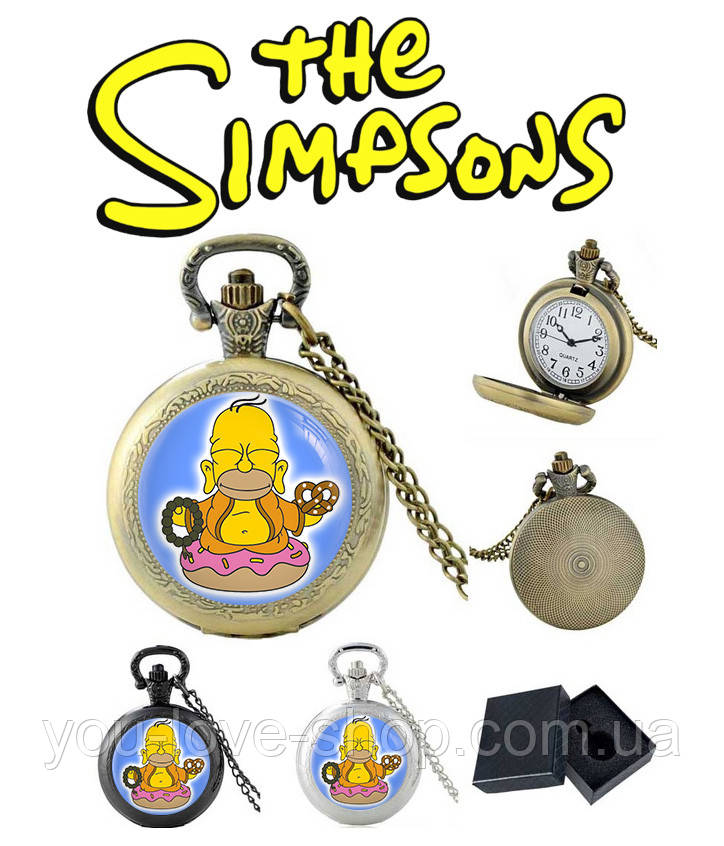 Кишеньковий годинник Сімпсони "On a Donut" / The Simpsons на цепочці Бронза