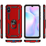 Ударопрочный чехол Serge Ring магнитный держатель для Xiaomi Redmi 9A красный, противоударный чехол редми 9а, фото 5