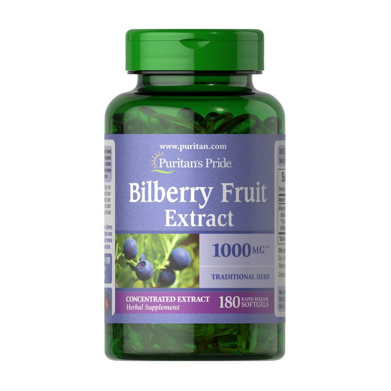 Екстракт чорниці Bilberry Fruit Extract тисячі mg (180капс.) Puritan's Pride