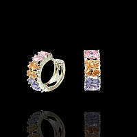 Серебряные серьги с фианитом, 12 камней