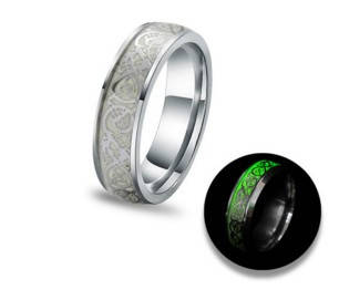 Кільце з орнаментом, світиться в темряві Розмір 12 USA