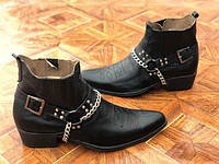 Ботинки мужские кожаные казаки деми черные или коричневые 0051БМ