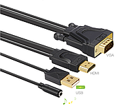 Конвертер кабель HDMI to VGA + Аудіо + Живлення Unnlink Deluxe 1,5 м Адаптер Перетворювач, фото 8
