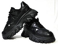 Розмір 37 - устілка 24 сантиметра Демісезонні кросівки з Pu-шкіри чорні Violeta 073-1