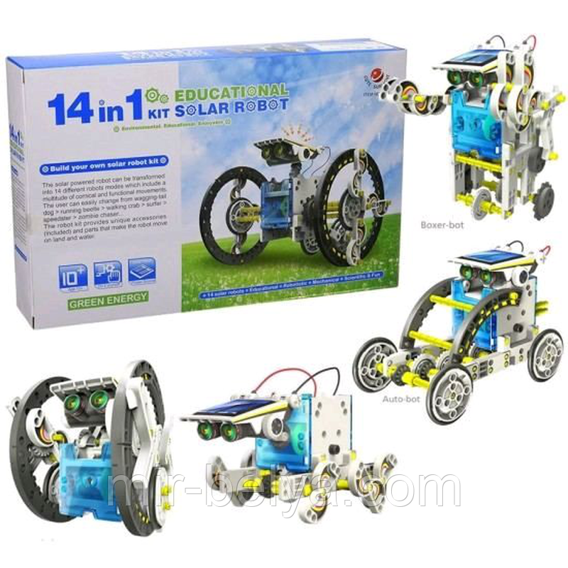 Електронний конструктор робот Solar Robot Original 14 в 1 на сонячних батареях, фото 1