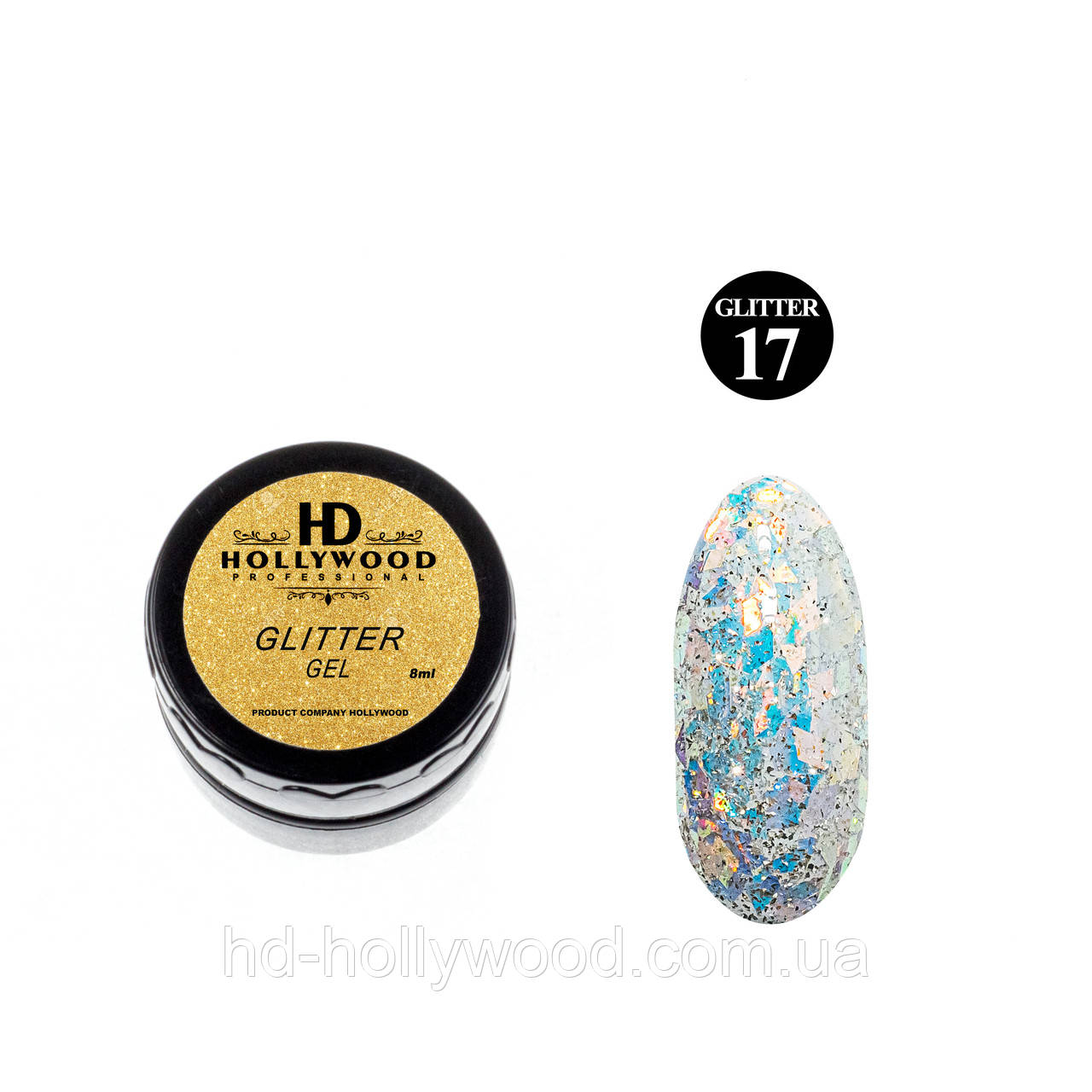 Гель лак Хамелеон Гліттер гель 17 HD Hollywood 8 ml, фото 1