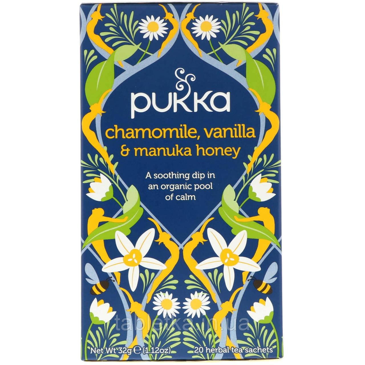 Pukka Herbs, Chamomile, Vanilla & Manuka Honey Tea, 20 Herbal Tea Sachets, 0.05 oz (1.6 g) Днепр - фото 1 - id-p1369369087