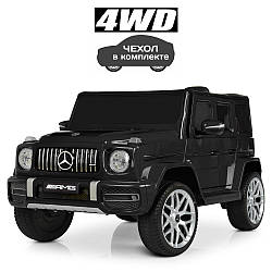 Електромобіль дитячий джип мерседес чорний M 4214EBLR-2 Mercedes, шкіряне сидіння