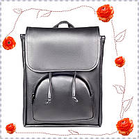Рюкзак женский повседневный серебристый, молодежный рюкзак сумка из искусственной кожи