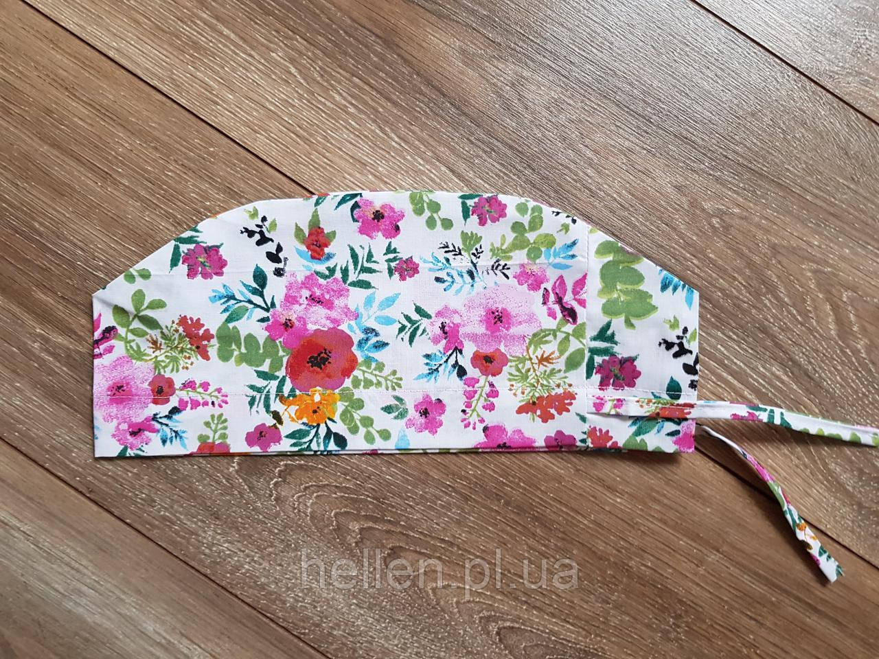 Принтована медична шапочка "Квіти 1" 64р