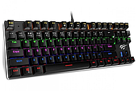 Механическая игровая (геймерская) клавиатура с подсветкой клавиш HAVIT 87 проводная черная сетящаяся RGB клава