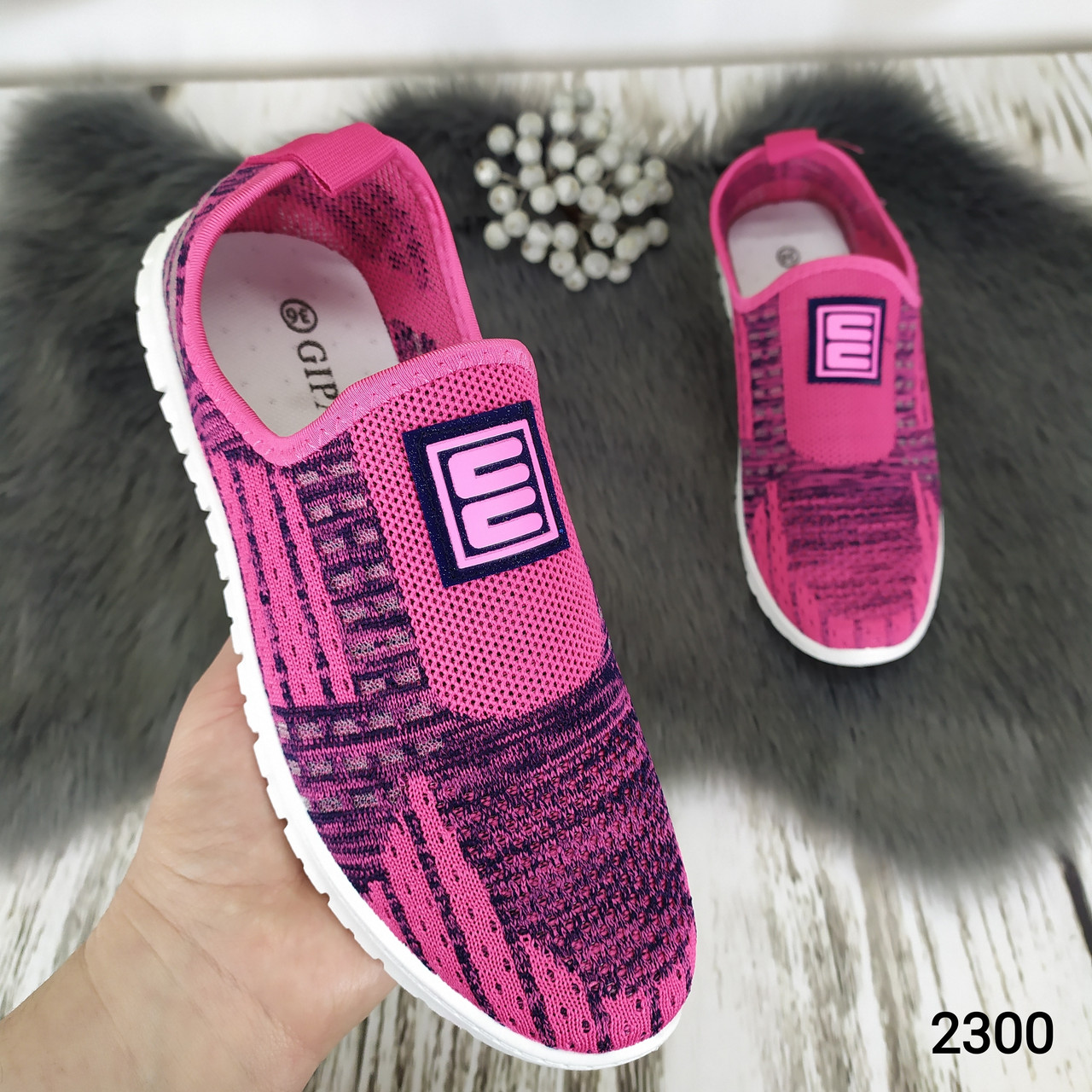 Жіночі мокасини сліпони Gipanis текстильні малиново-сині Україна