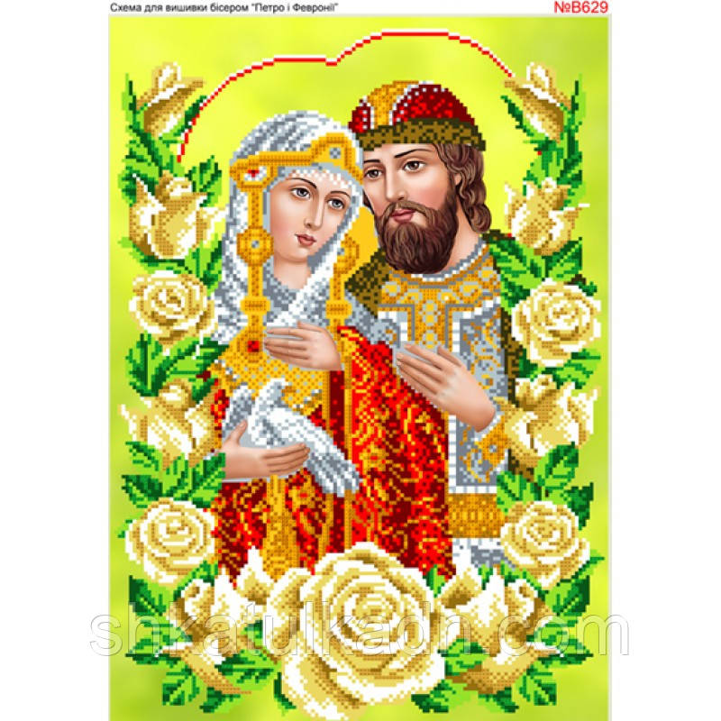 Схема для вишивки бісером Петро і Февронія в трояндах