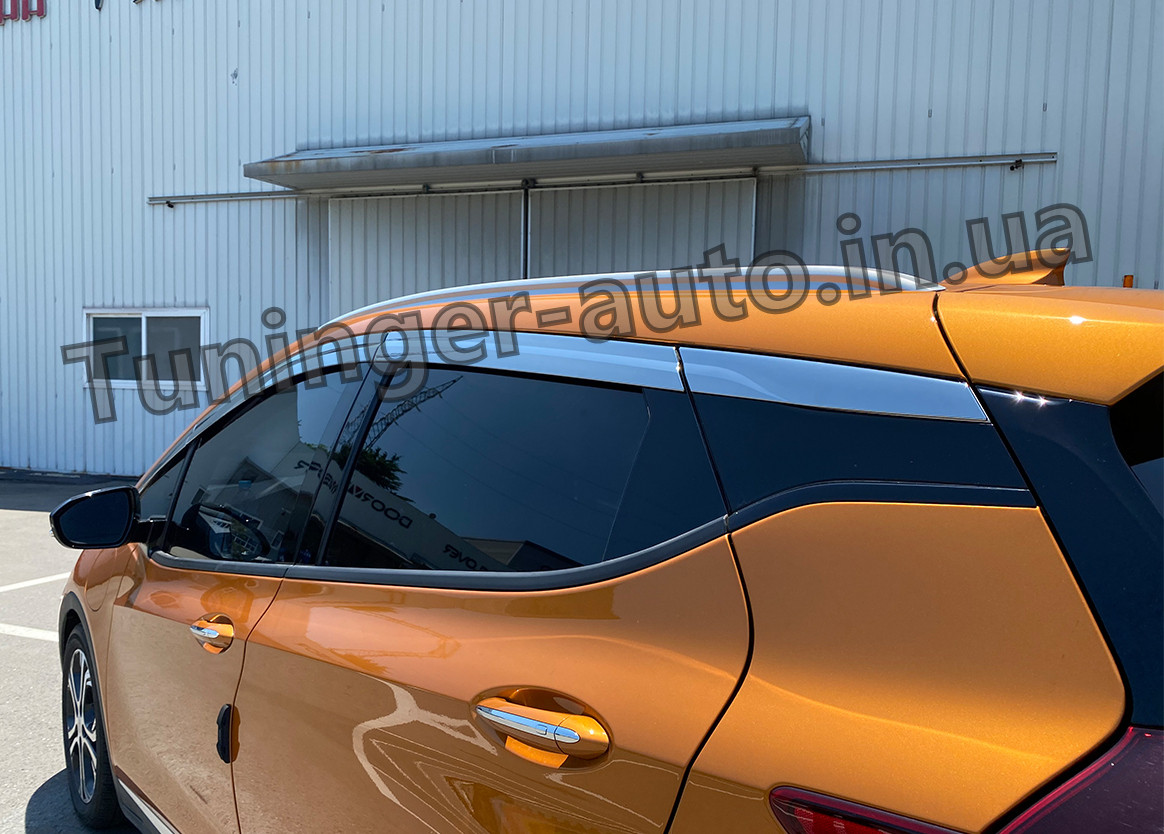 Дефлектори вікон, вітровики хромовані Chevrolet Bolt EV 2016 - 8шт. (Autoclover/E039)