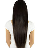 Волосся на шпильках 40 см 120 грамів. Колір #1В Чорний натуральний, фото 5