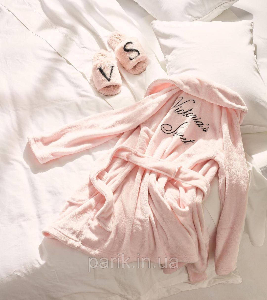 Жіночий халат Victoria's Secret плюшевий (Ніжно рожевий, XS/S)