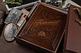 Книга "Книга мого роду" в шкіряній палітурці з об'ємним тисненням кріплення кільцевий механізм, фото 4